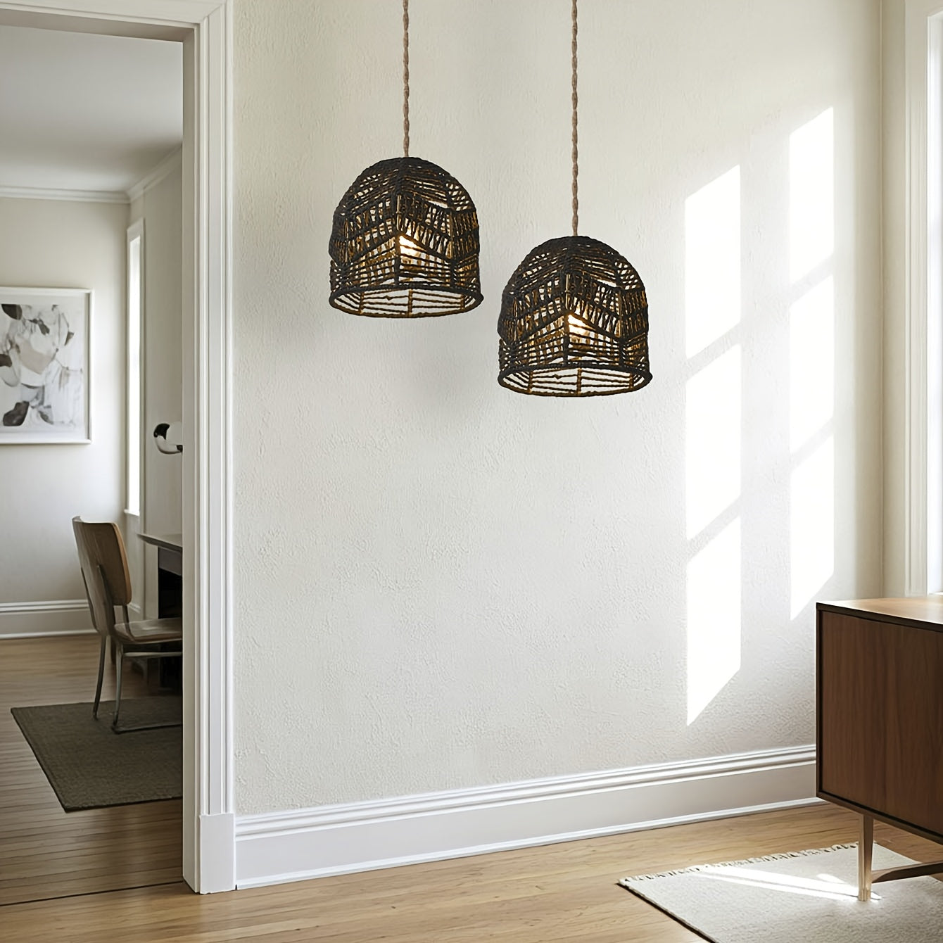 Handwoven Rope Pendant Shade Rustic