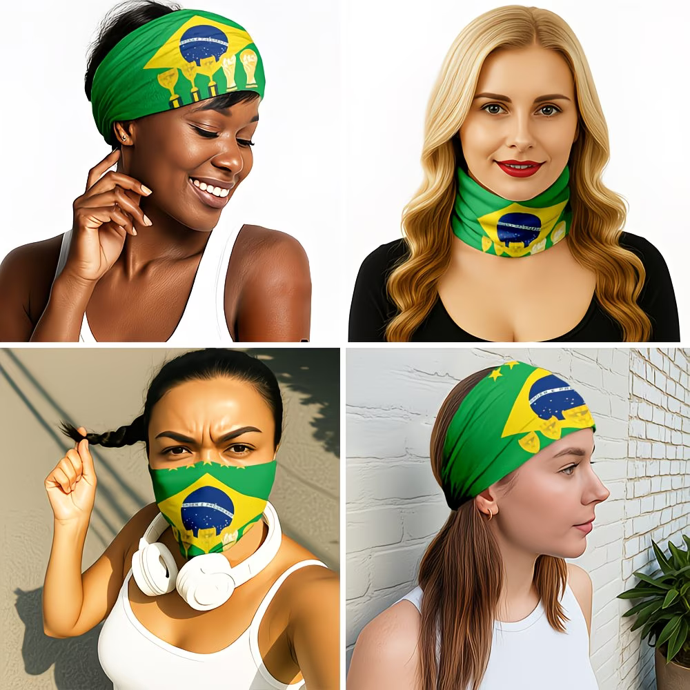Brazil Flag World Cup Headband Gaiter Face