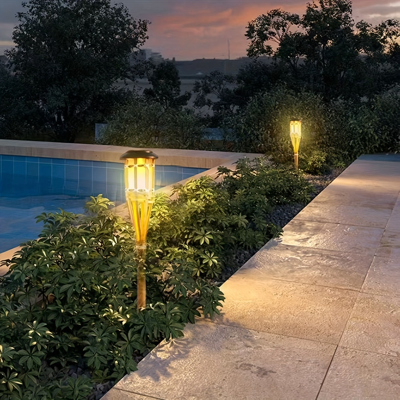 Solar Bamboo Flame Lights (2 Pack) 12
