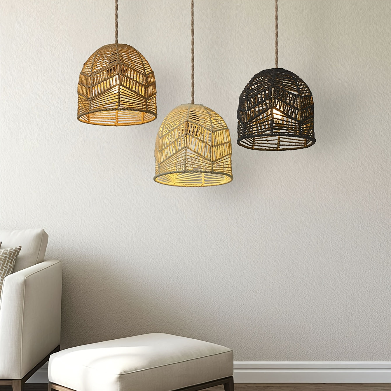 Handwoven Rope Pendant Shade Rustic