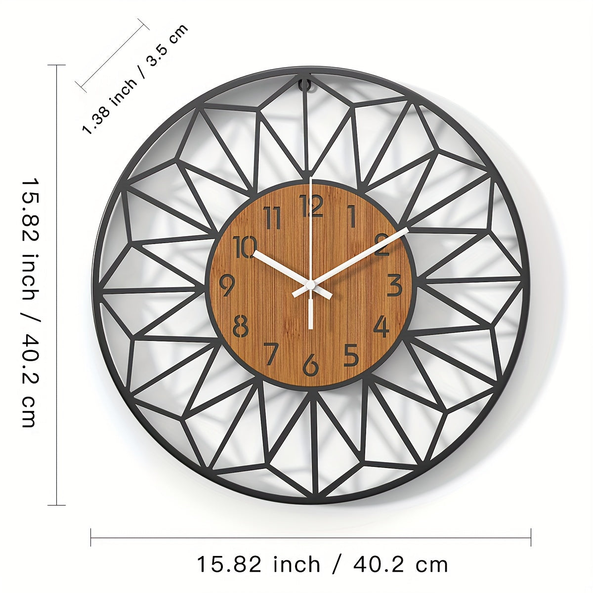 Modern Metal Wall Clock Wood Grain Centre