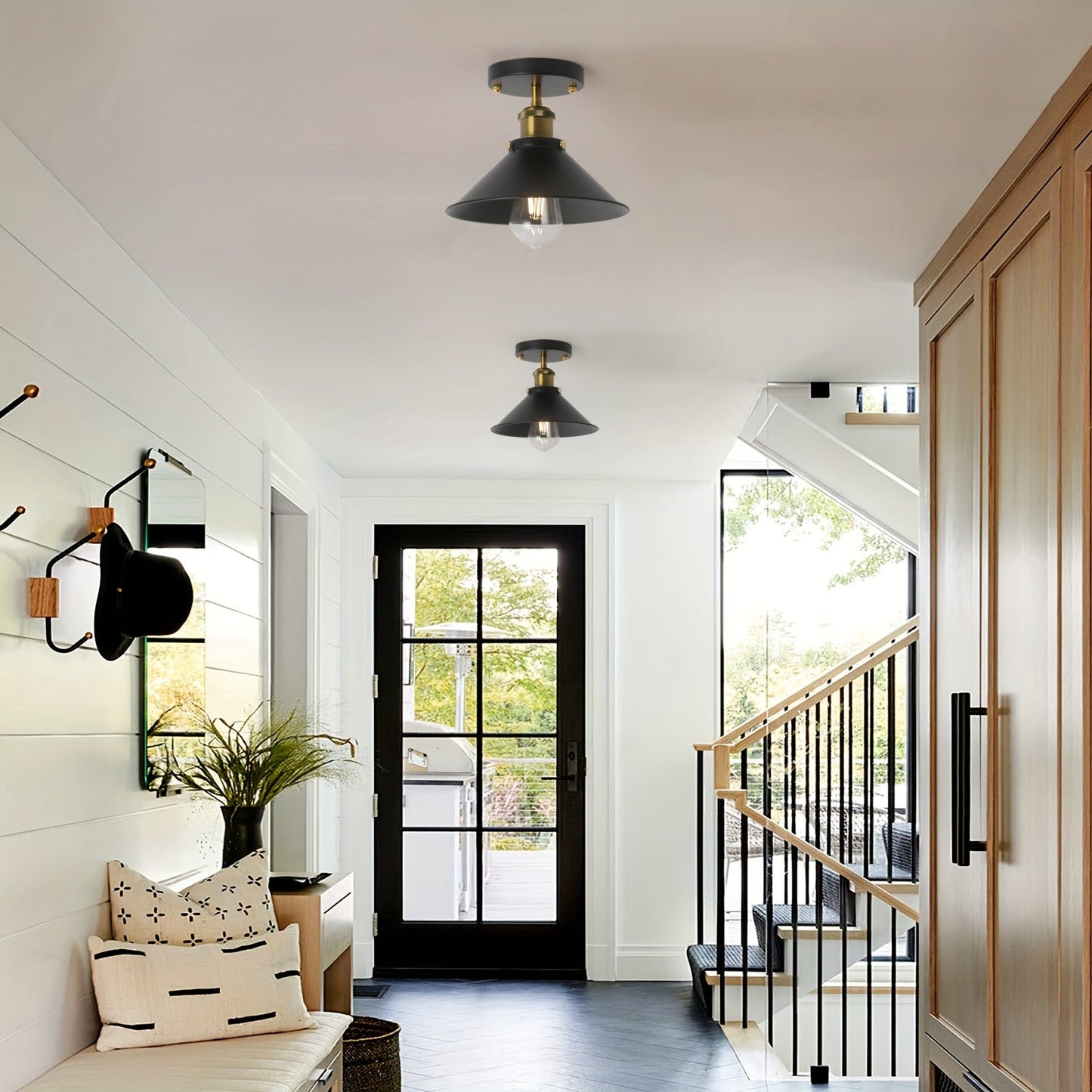Industrial Black Semi Flush Mount Ceiling