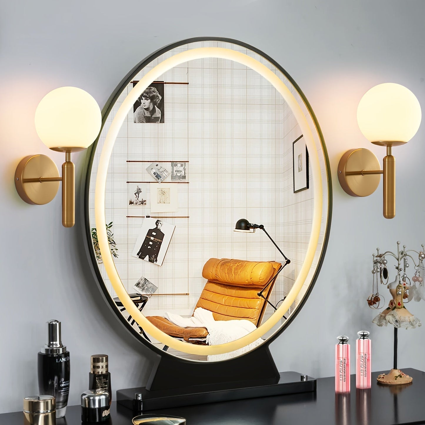 Modern Glass Globe Wall Sconce Polished