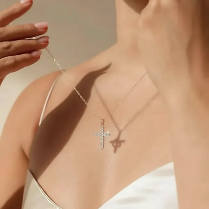 Cross Necklace Crown Pendant Gold Silver