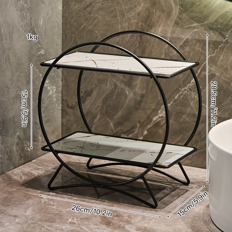 Double Tiered Bathroom Organiser With Cat