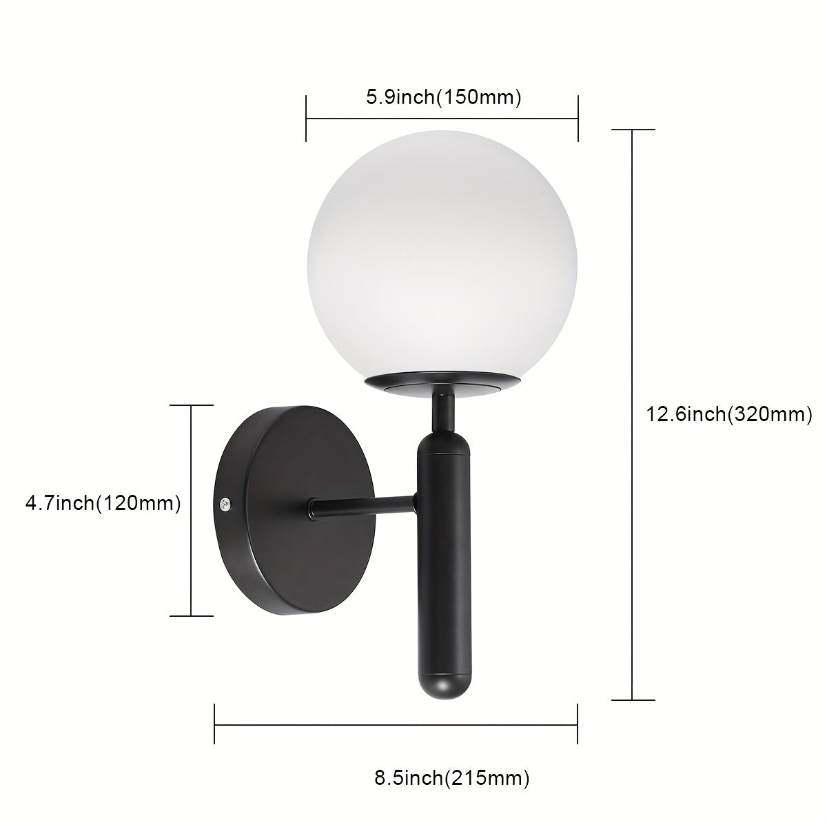 Modern Glass Globe Wall Sconce Polished