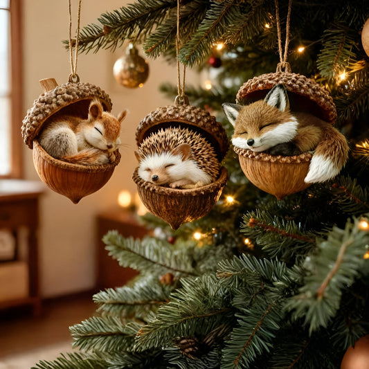 Christmas Ornaments Woodland Animal Acorn