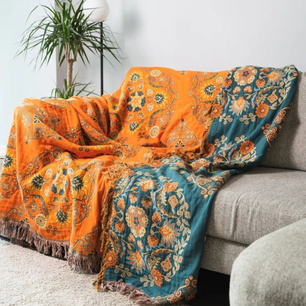Cotton Throw Blanket Reversible Decorative