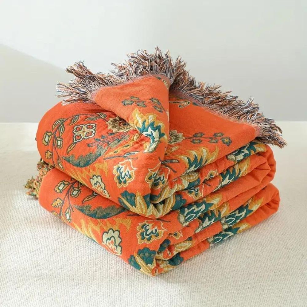 Cotton Throw Blanket Reversible Decorative