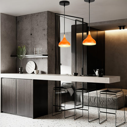 Modern Teardrop Pendant Light Metal & Wood