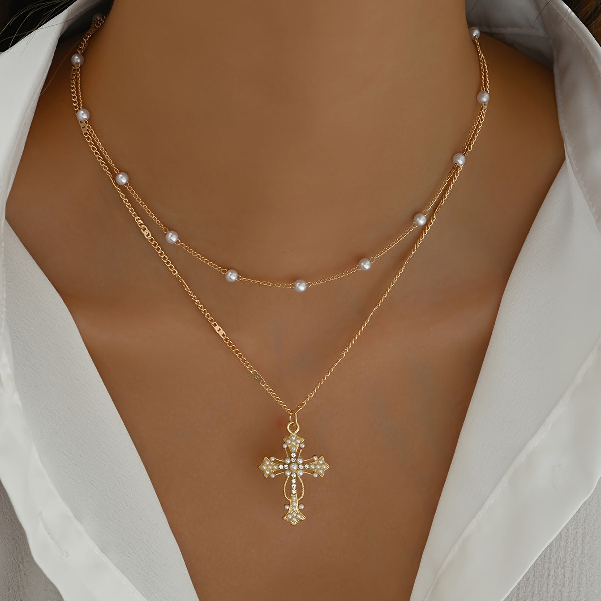 Necklace Cross Pendant Mothers Day Gold