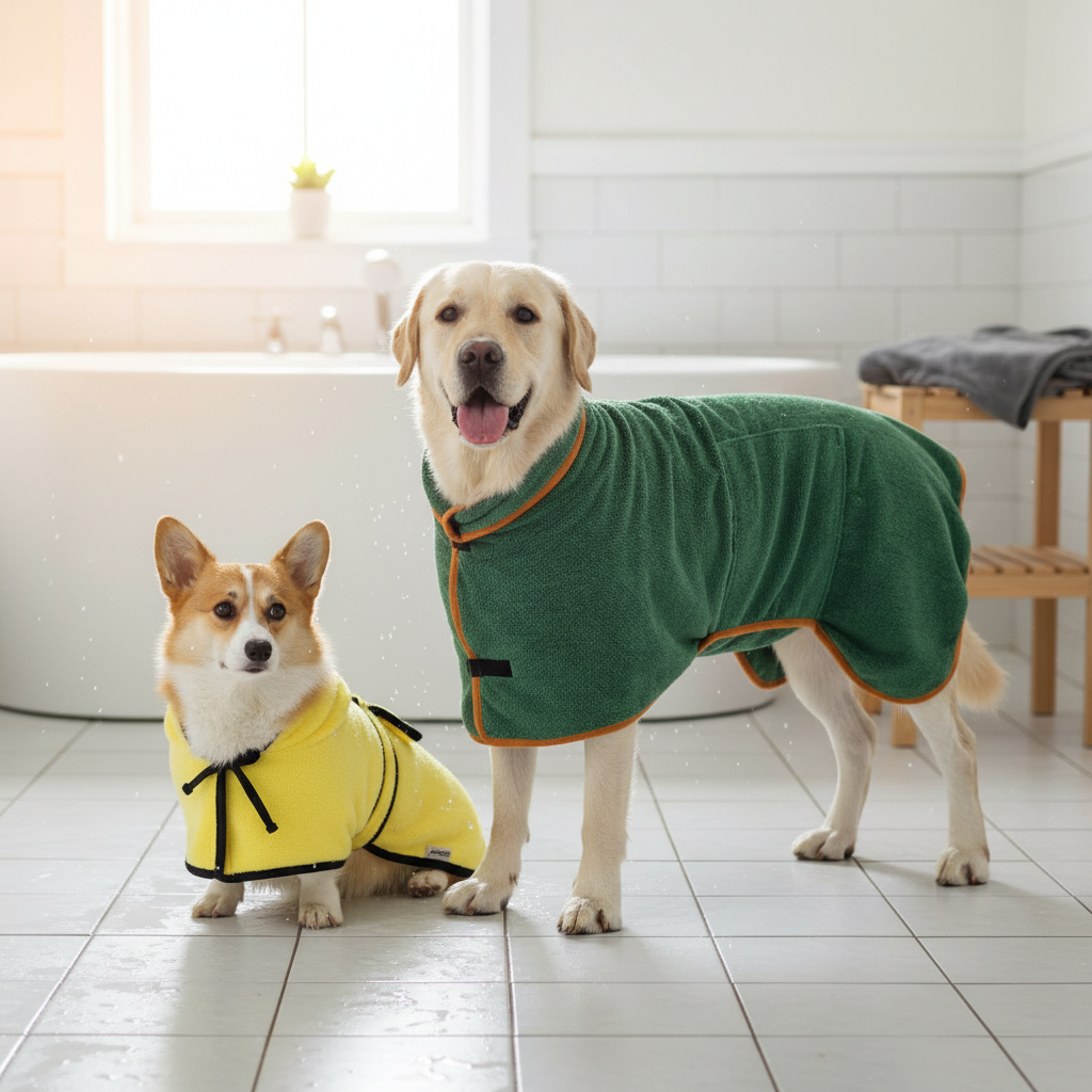 Dog Towel Drying Coat Adjustable Fit Pets