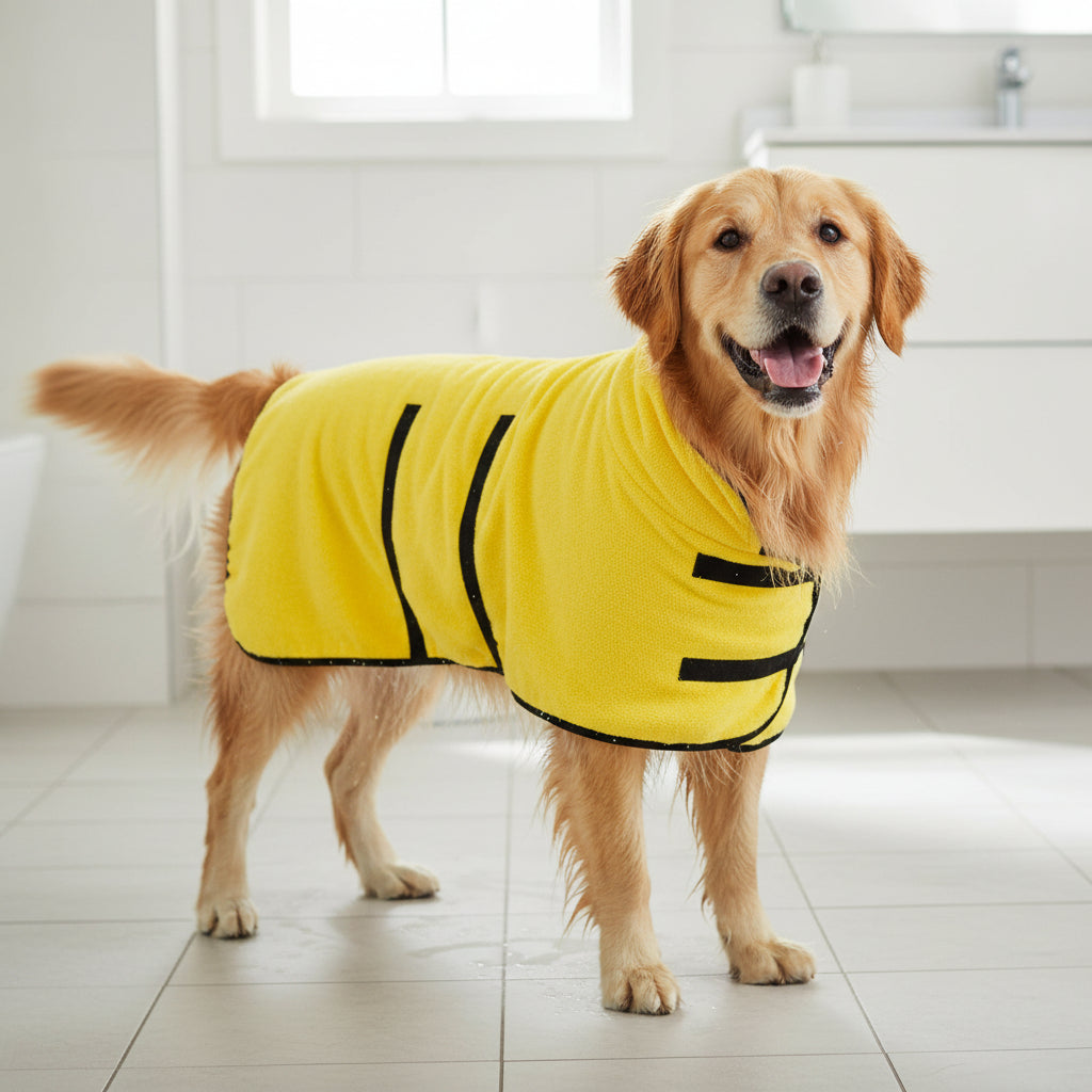 Dog Towel Drying Coat Adjustable Fit Pets