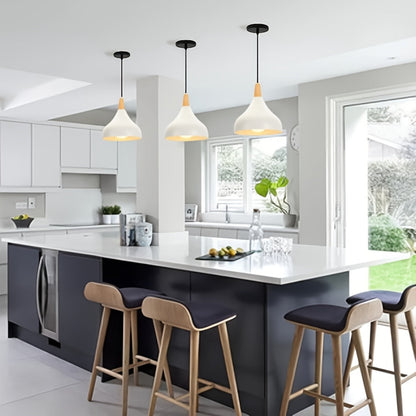 Modern Teardrop Pendant Light Metal & Wood