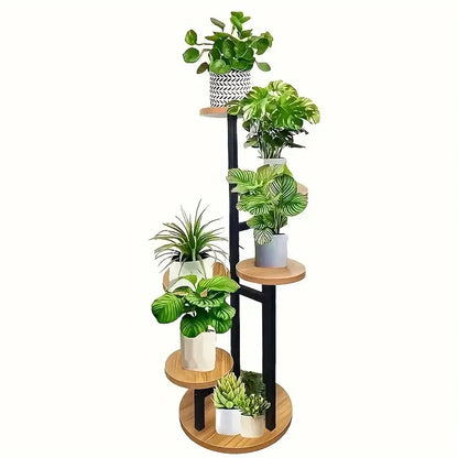 Verdura 6 Tier Round Plant Stand Wooden