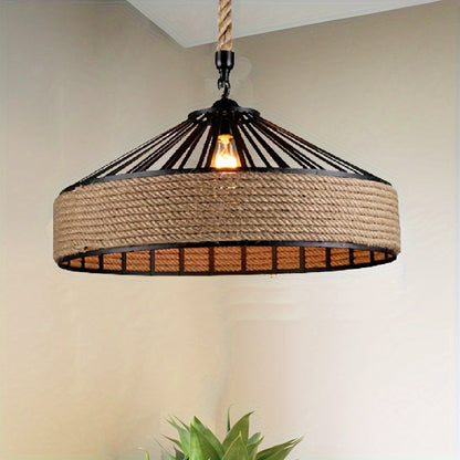 Rustic Hemp Rope Pendant Light Vintage