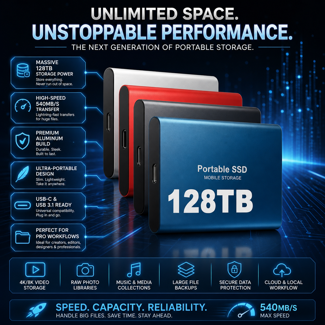 External SSD Portable USB Mobile Storage