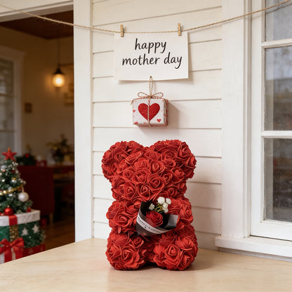 Mothers Day Rose Bear Gift Artificial Flower