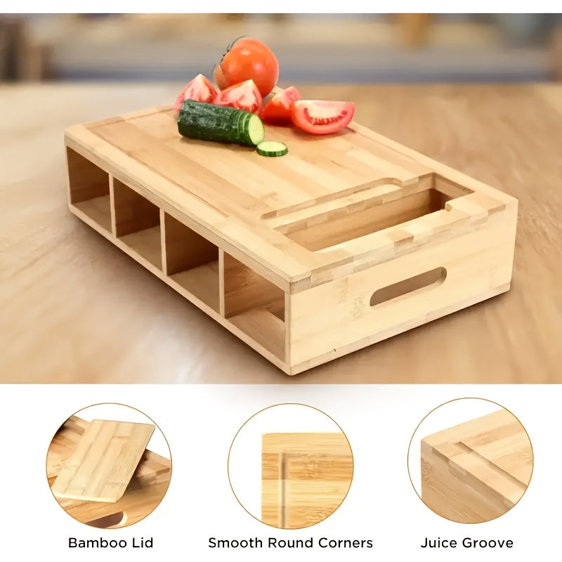 Bamboo Cutting Board With Storage Trays &