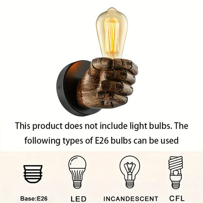 Industrial Hand Wall Lamp Resin E26 Wall