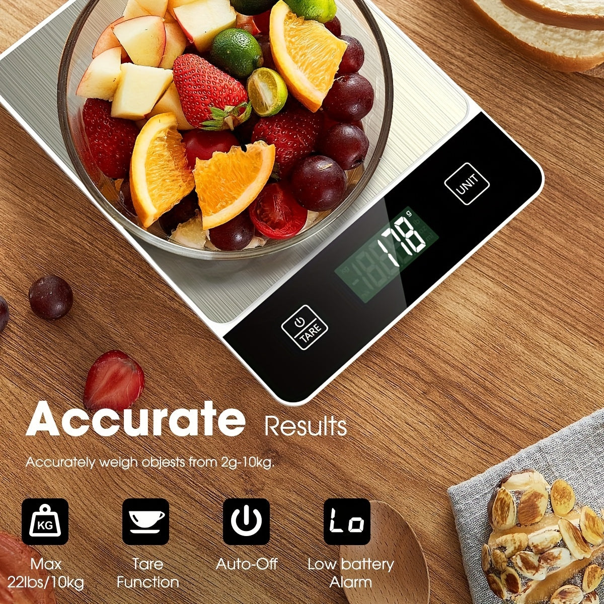 Kitchen Scale Digital Stainless Steel 22LB
