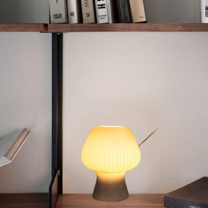 Vintage Bedside Table Lamp Ribbed Glass