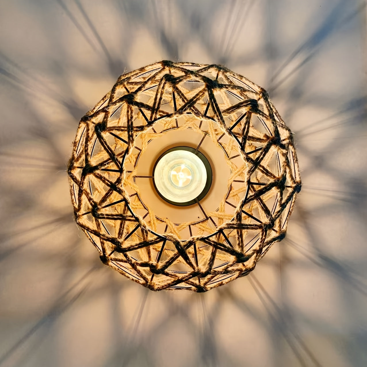 Bohemian Hemp Rope Ceiling Light Handwoven