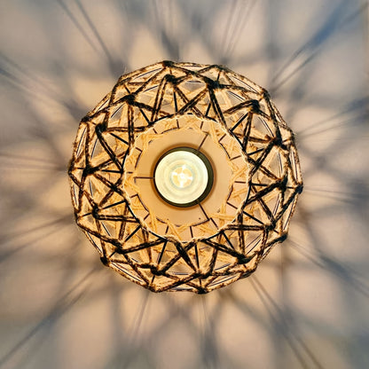 Bohemian Hemp Rope Ceiling Light Handwoven