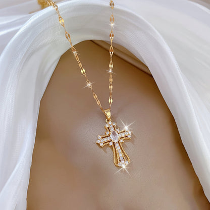 Necklace Cross Pendant Gold Mothers Day Gift
