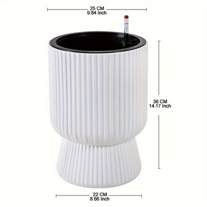 White Self Watering Flower Pot Modern Wine