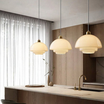 White Glass Pendant Light Modern Mid Century