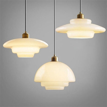 White Glass Pendant Light Modern Mid Century