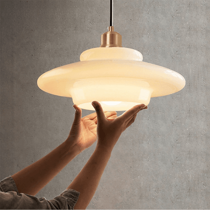 White Glass Pendant Light Modern Mid Century