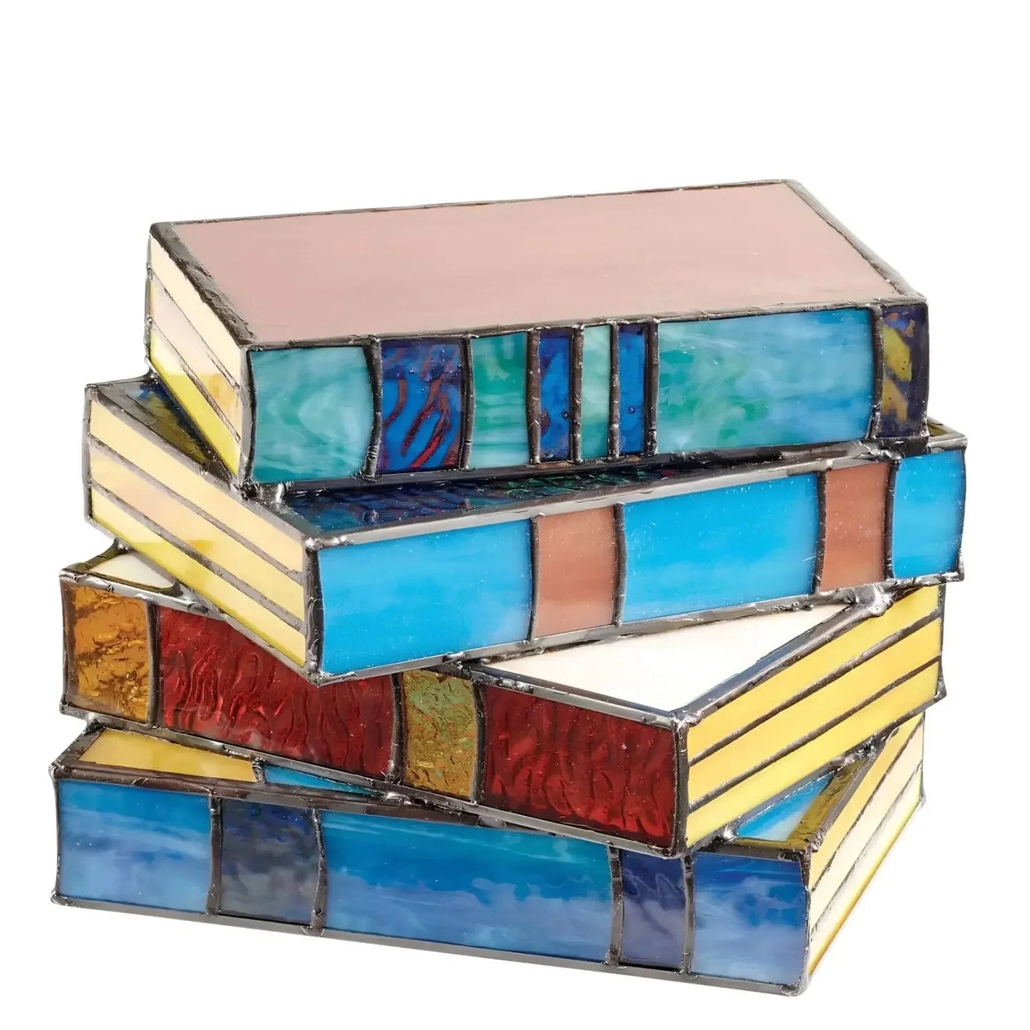 Stained Glass Book Lamp Handcrafted Art