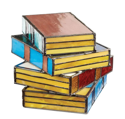 Stained Glass Book Lamp Handcrafted Art