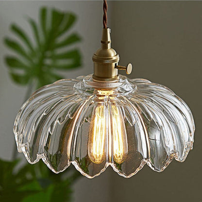 Vintage Flower Pendant Lamp Coloured Glass