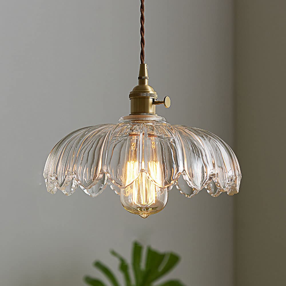 Vintage Flower Pendant Lamp Coloured Glass