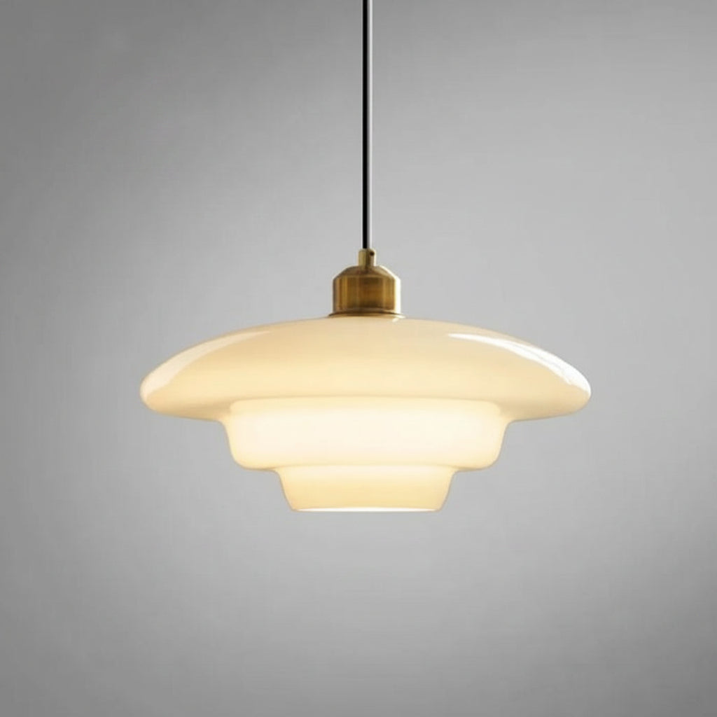 White Glass Pendant Light Modern Mid Century