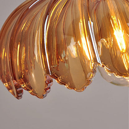 Vintage Flower Pendant Lamp Coloured Glass