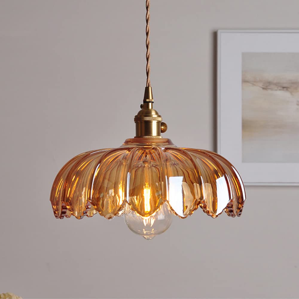 Vintage Flower Pendant Lamp Coloured Glass