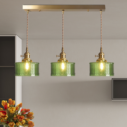 Green Glass Pendant Light Adjustable Hanging