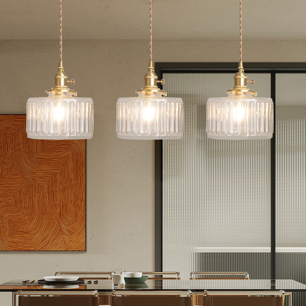 Green Glass Pendant Light Adjustable Hanging