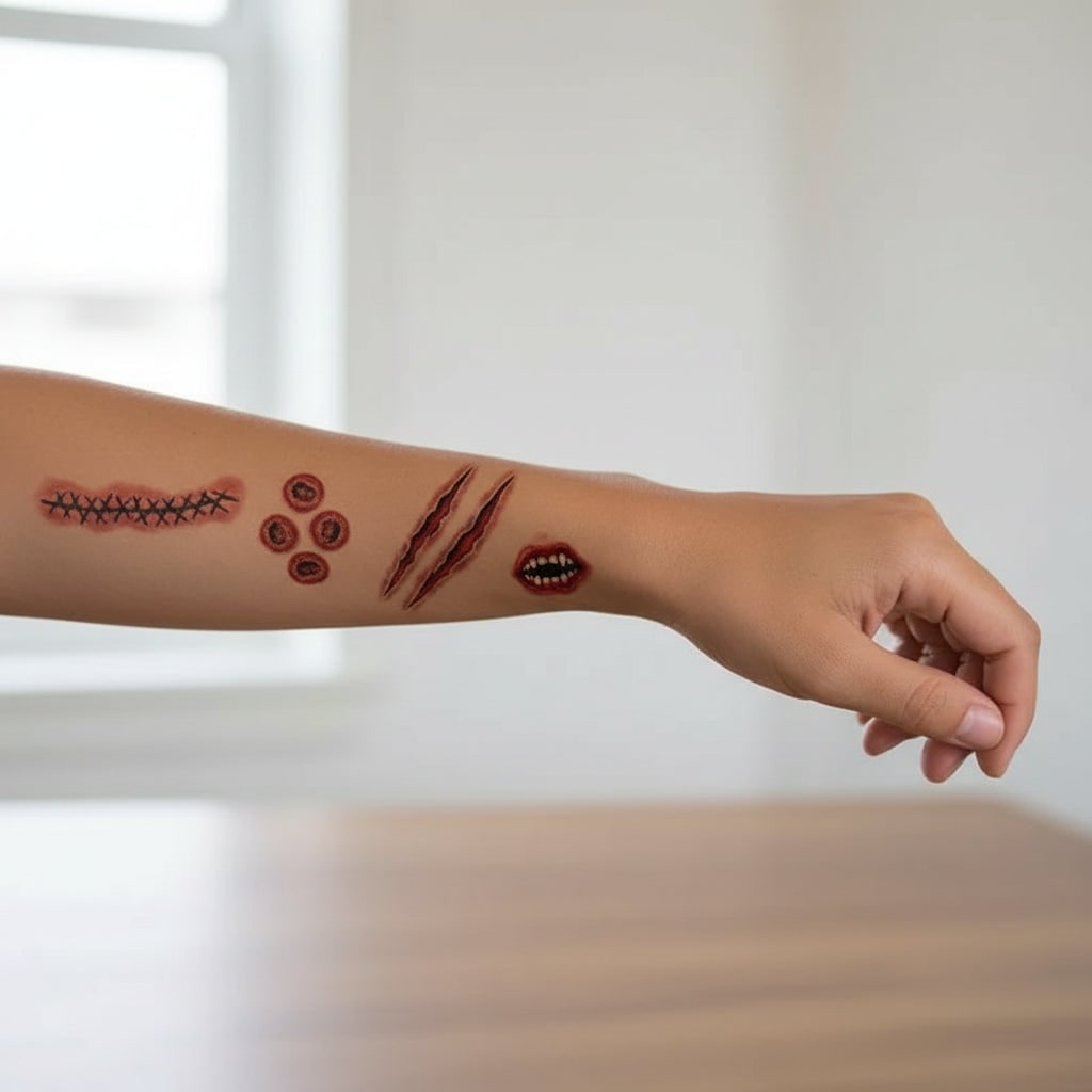 Halloween Accessories Horror Tattoos Wound
