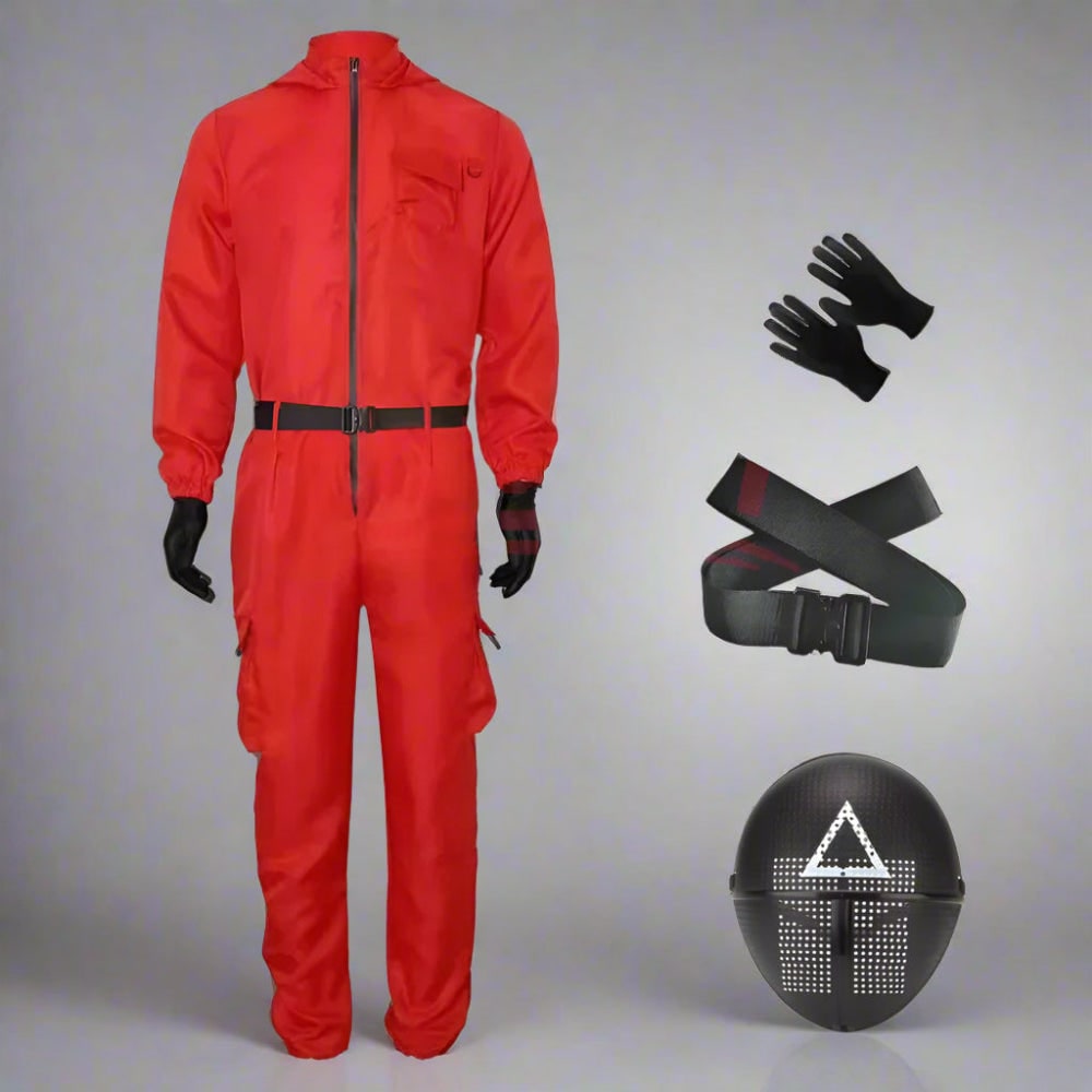 Halloween Costume Adult Guard Mask Jumpsuit