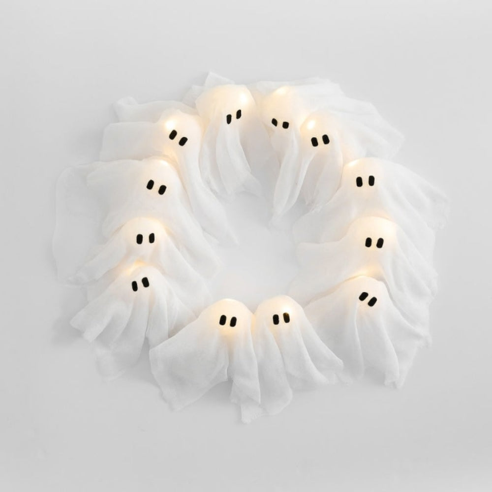 Halloween Decoration Ghost Wreath LED