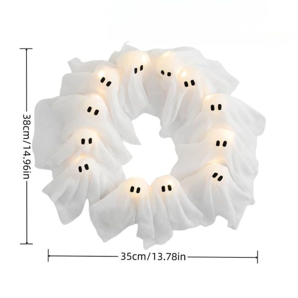Halloween Decoration Ghost Wreath LED