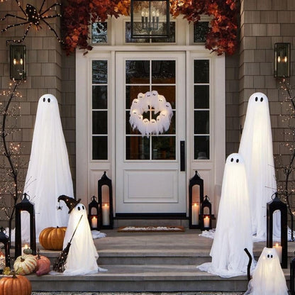 Halloween Decoration Ghost Wreath LED
