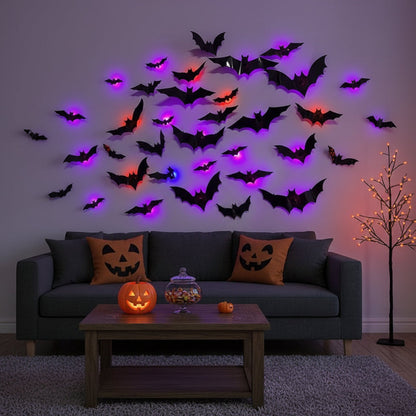 Halloween Decoration LED Bat Lights Wall Art