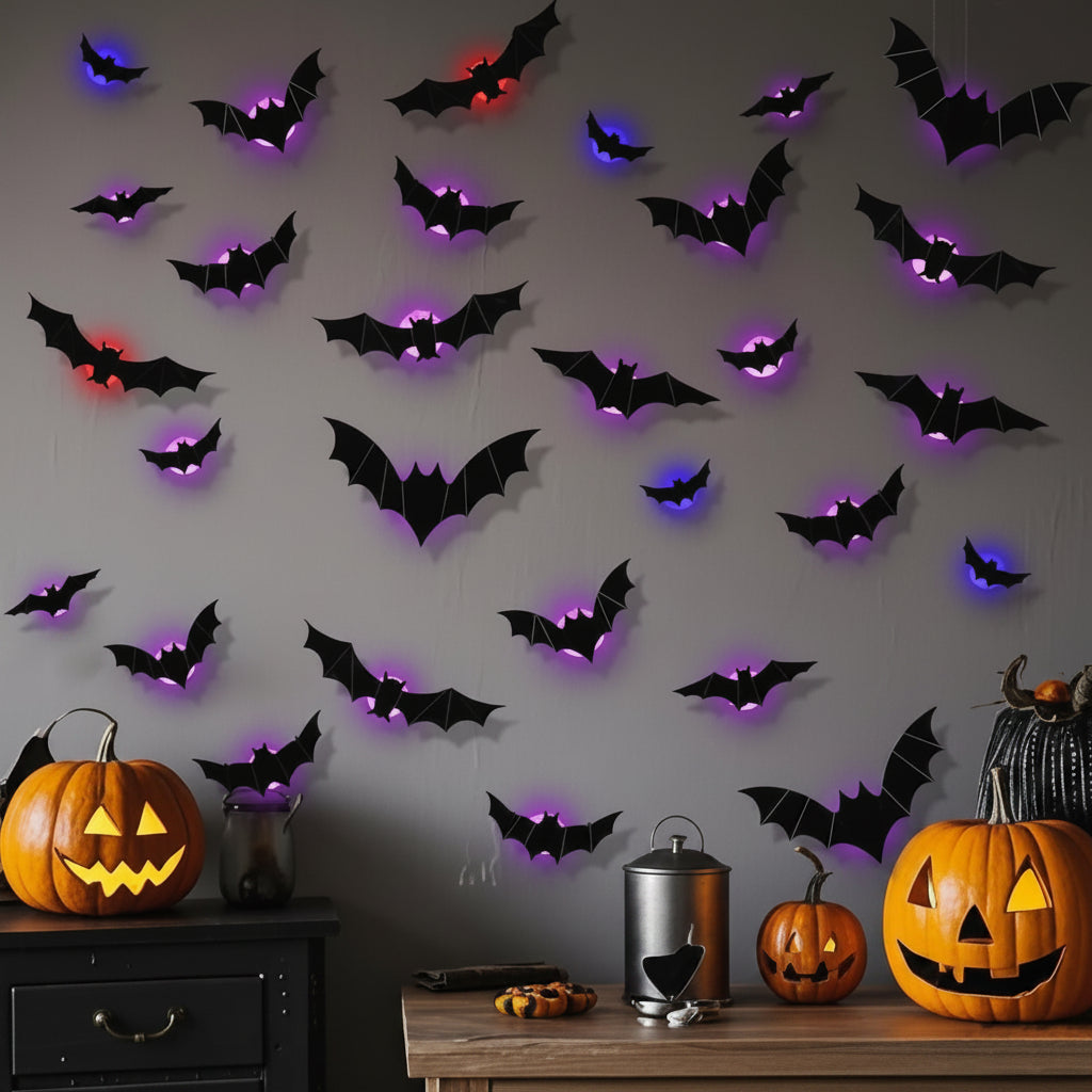 Halloween Decoration LED Bat Lights Wall Art