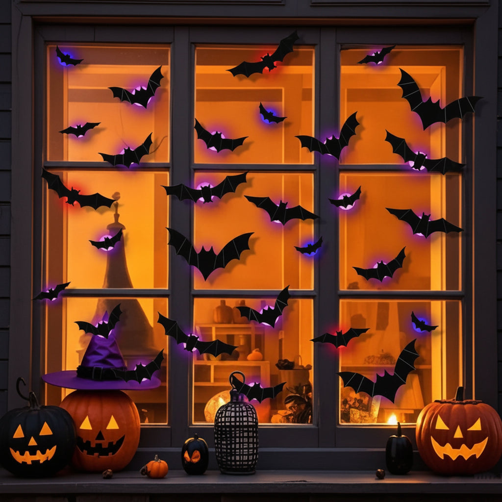 Halloween Decoration LED Bat Lights Wall Art